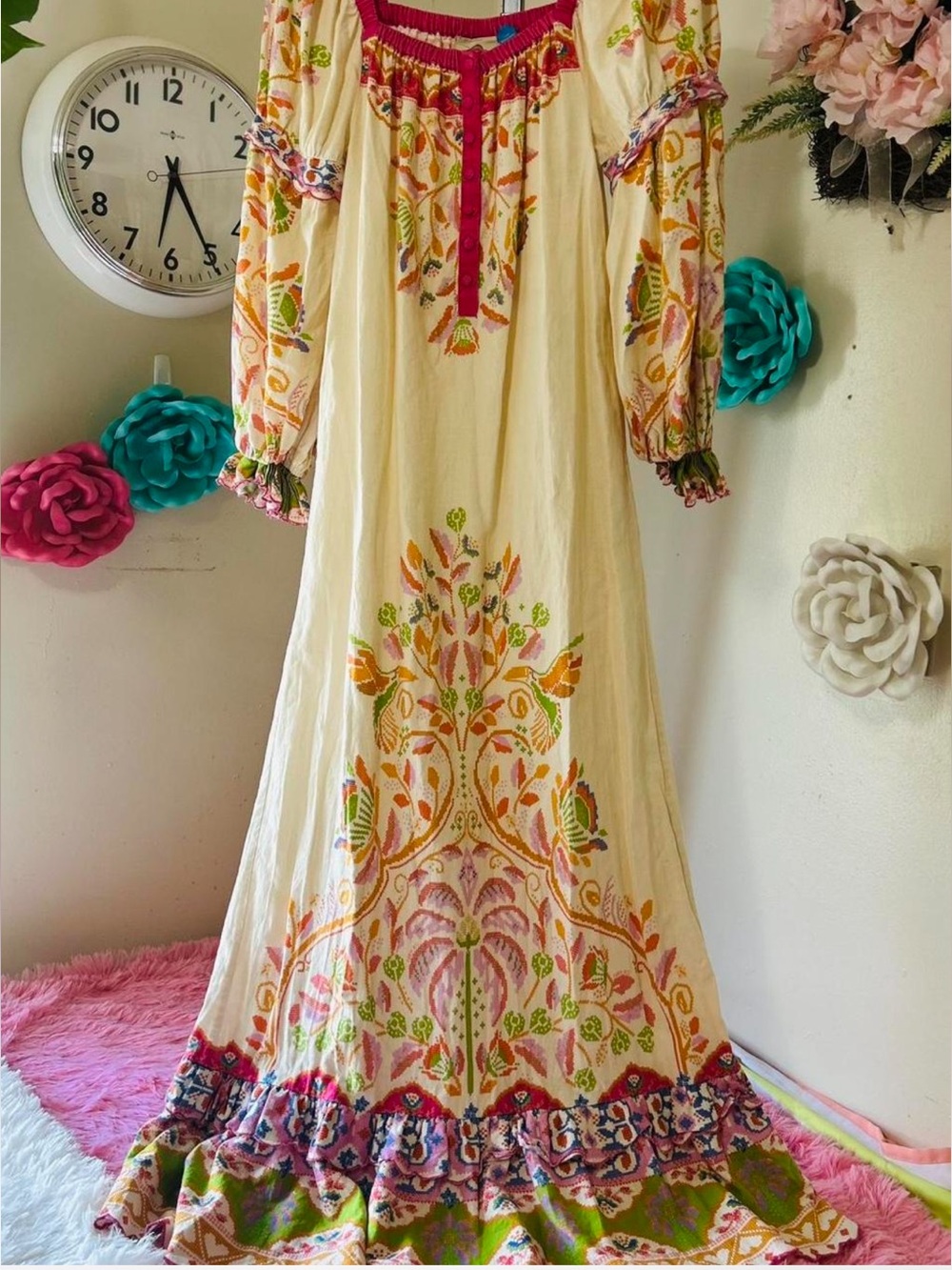 Farm Rio x Anthropologie Boho Embroidered Maxi Dress | XXS MSRP 350